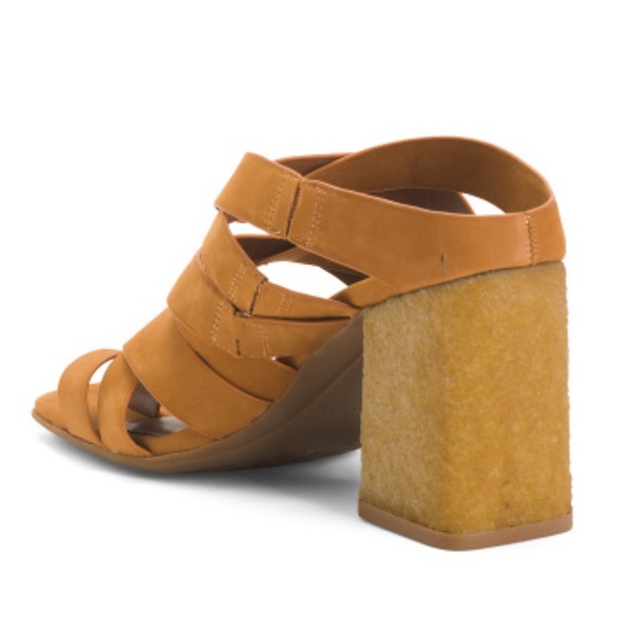 Aerosoles Leather Harley Heel Sandals Tan Wheat Gladiator Straps Women’s 8.5 - Picture 2 of 13